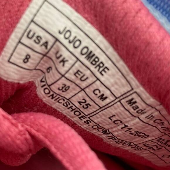 Vionic Jojo Ombre Sneakers Comfort Orthotic Blue Pink Shoes Womens Size 8 - Picture 8 of 8